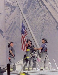 9 11 firemen raising flag