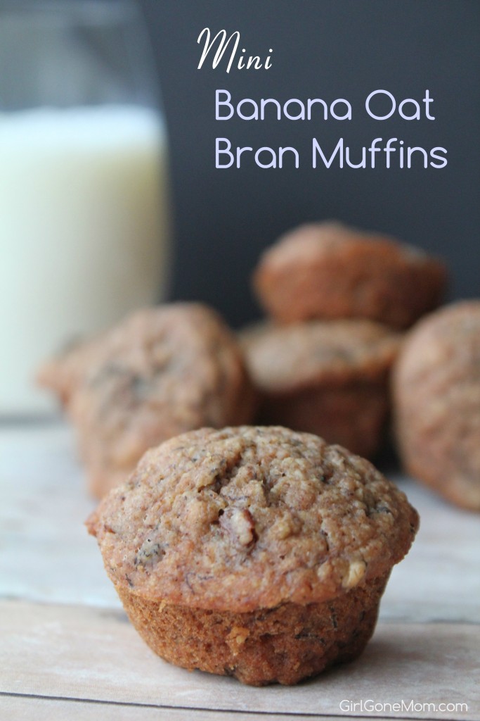 Mini Banana Oat Bran Muffins - a delicious, guilt free snack or breakfast treat.