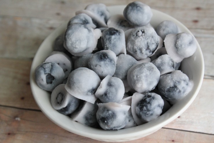 Frozen Yogurt Blueberries - Recipe at GirlGoneMom.com