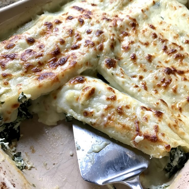 Spinach Manicotti with Bechamel Sauce